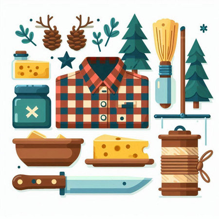 Cheese collection. Set of different types of cheese. Flat vector illustration.のイラスト素材