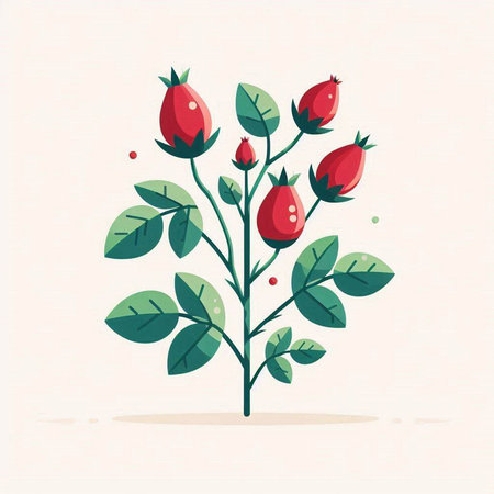 Rosehip. Vector illustration. Flat style. Isolated on white background.のイラスト素材