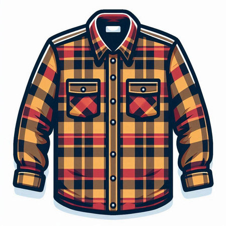 Illustration of a checkered shirt isolated on a white backgroundのイラスト素材