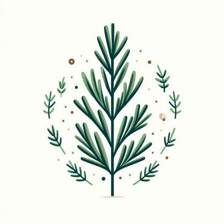 Hand drawn watercolor vector illustration of a rosemary twig.のイラスト素材