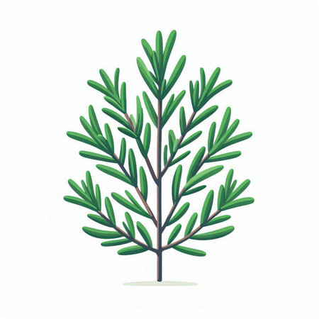 Rosemary tree isolated on white background. Vector illustration in cartoon style.のイラスト素材