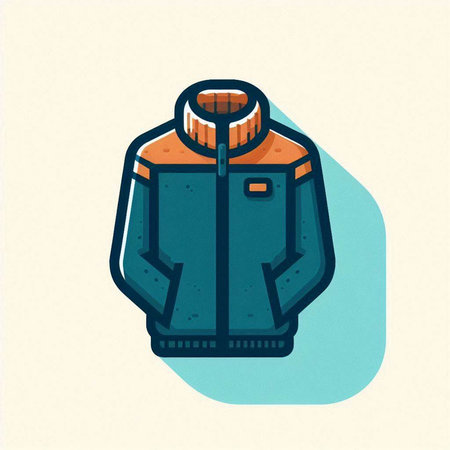 Men's winter jacket with hood. Vector illustration in retro style.のイラスト素材