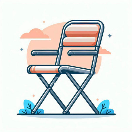 Deck chair in flat style. Vector illustration on white background.のイラスト素材