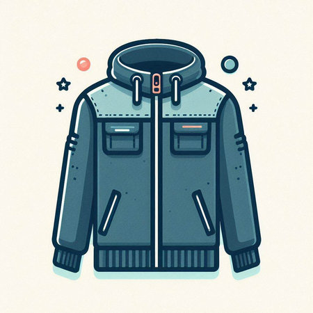 Vector illustration of a winter jacket. Hand drawn illustration of a winter jacket.のイラスト素材