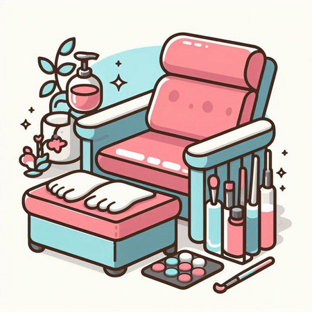 Cosmetic salon. Vector illustration of a cosmetology chair.のイラスト素材