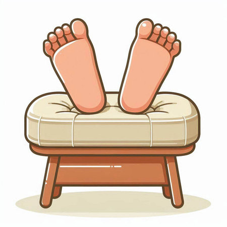 Feet of a man lying on a chair. Vector illustration.のイラスト素材