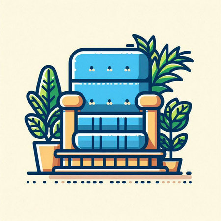 Comfortable armchair in modern flat linear style. Vector illustration.のイラスト素材