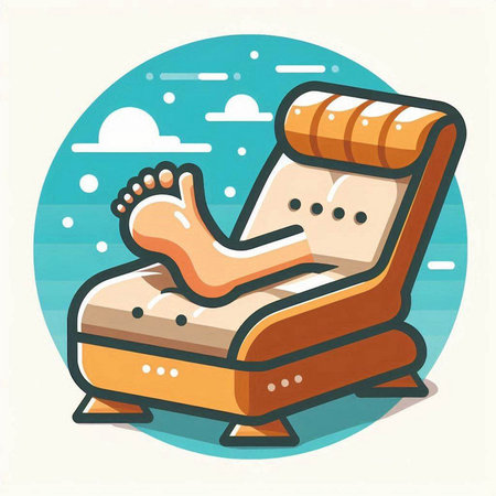 Vector illustration of a foot in a chaise-longue.のイラスト素材
