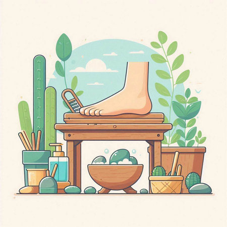 Vector illustration of a spa set. Foot care concept. Spa procedures.のイラスト素材