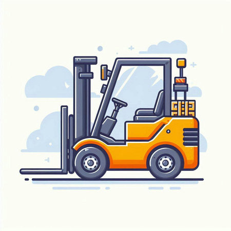 Forklift truck. Vector illustration of a forklift truck.のイラスト素材