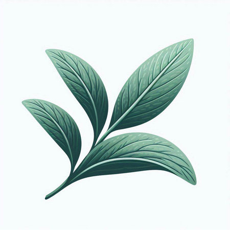 Green leaves isolated on white background. Vector illustration. Eps 10.のイラスト素材