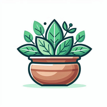 Plant in a pot. Vector illustration. Isolated on white background.のイラスト素材