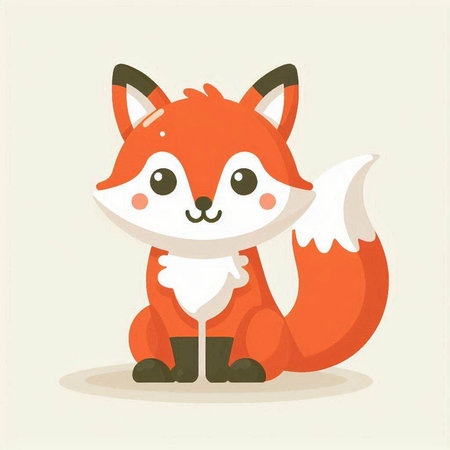 Cute fox cartoon vector illustration. Cute animal character in flat style.のイラスト素材