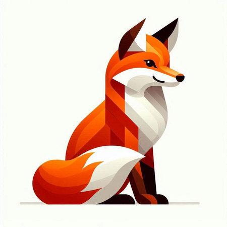 Vector illustration of a red fox on a white background. Flat style.のイラスト素材