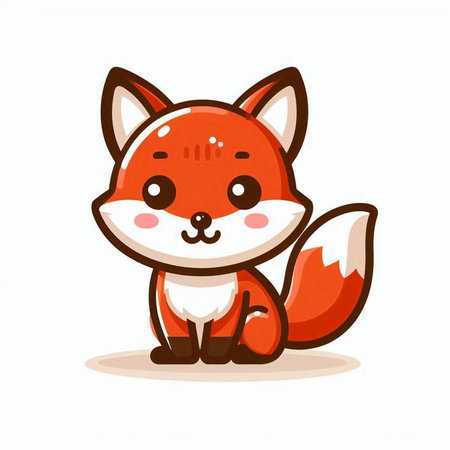 Cute cartoon fox isolated on a white background. Vector illustration.のイラスト素材