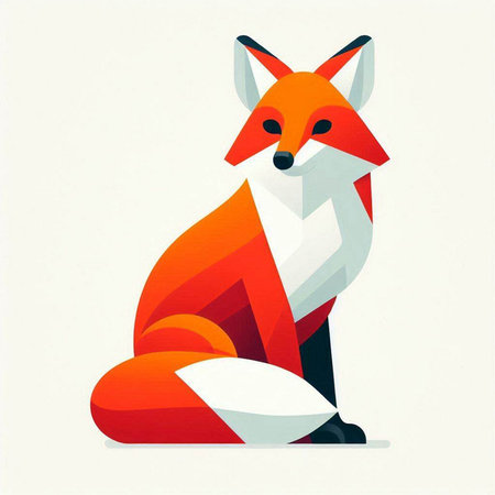 Vector illustration of a red fox in a flat style on a white background.のイラスト素材