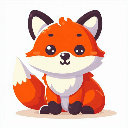 Cute cartoon fox character. Vector illustration in a flat style.のイラスト素材