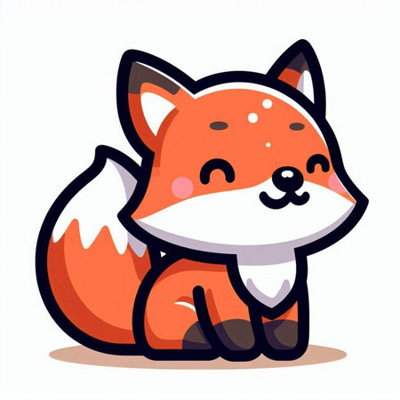 Cute cartoon fox isolated on a white background. Vector illustration.のイラスト素材