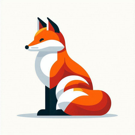 Vector image of a cute red fox sitting on a pedestal.のイラスト素材