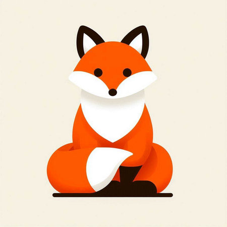 Cute cartoon fox sitting on the ground. Vector illustration of a red fox.のイラスト素材
