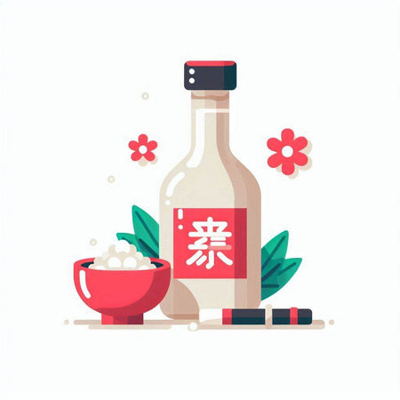 Chinese New Year flat vector illustration. Translation: Happy New Year.のイラスト素材