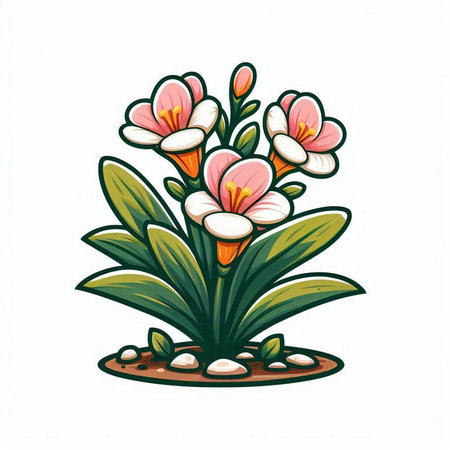 Illustration of a flower in the garden. Vector illustration isolated on white background.のイラスト素材