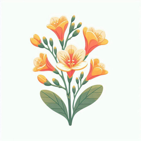 Beautiful yellow flowers on a white background. Vector illustration in a flat style.のイラスト素材