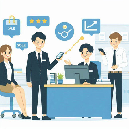 Business people working in office. Teamwork concept. Vector illustration.のイラスト素材