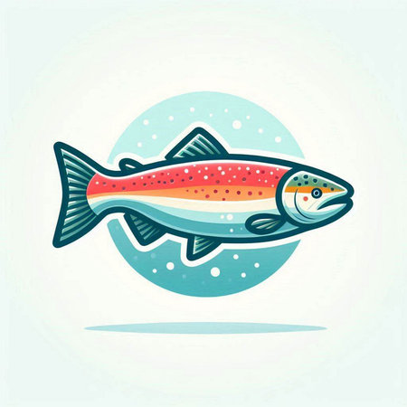 Vector illustration of a rainbow trout fish isolated on a white background.のイラスト素材