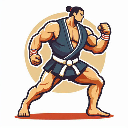Tae Kwon Do fighter, Thai martial arts. Vector illustrationのイラスト素材