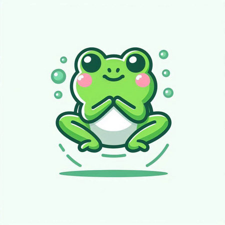 Cute frog. Vector illustration of a cartoon frog. Cute frog.のイラスト素材