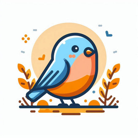 Cute little bird. Colorful vector illustration in cartoon style.のイラスト素材