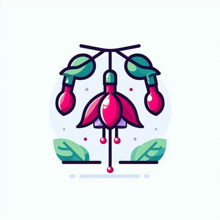 Fuchsia flower icon. Vector illustration in flat linear style.のイラスト素材