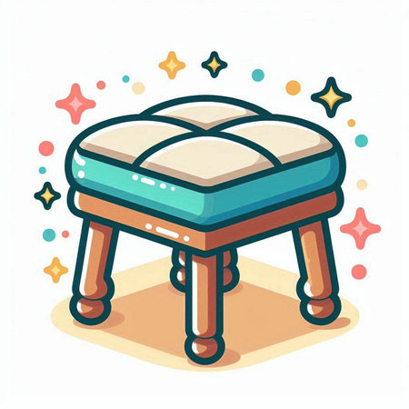 Illustration of a wooden stool on a white background. Vector illustration.のイラスト素材