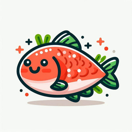 Cute kawaii fish. Vector illustration in cartoon style.のイラスト素材