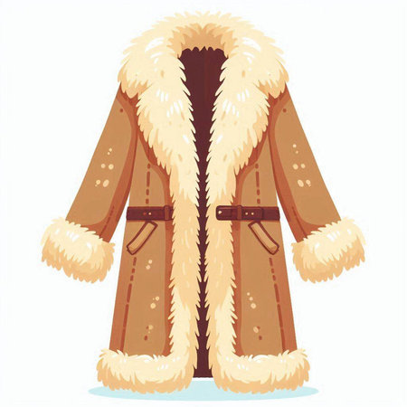 Fur coat isolated on white background. Vector illustration in cartoon style.のイラスト素材