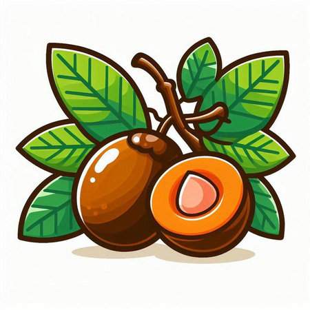 Illustration of a branch of hazelnut with leaves on a white backgroundのイラスト素材