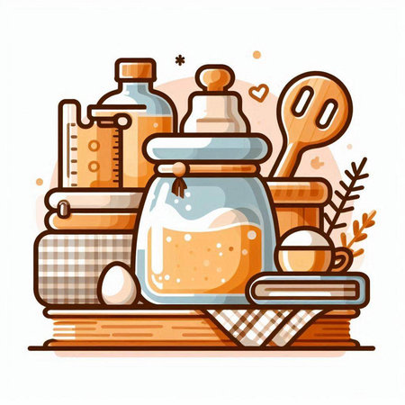 Kitchen utensils. Vector illustration in flat cartoon style.のイラスト素材