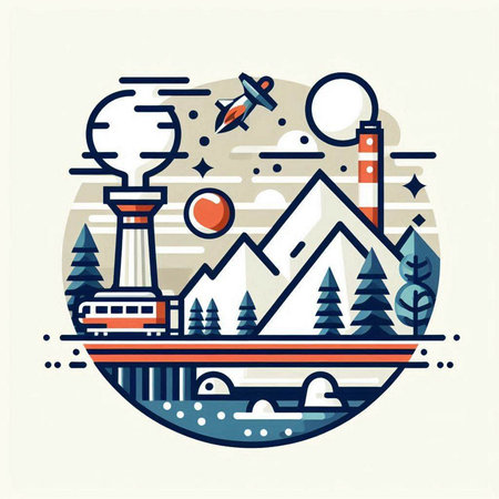 Vector illustration of modern thin line flat design concept of global warming, climate change, natural disaster, climate change and global warming.のイラスト素材