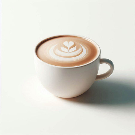 Coffee cup with latte art on a white background.のイラスト素材