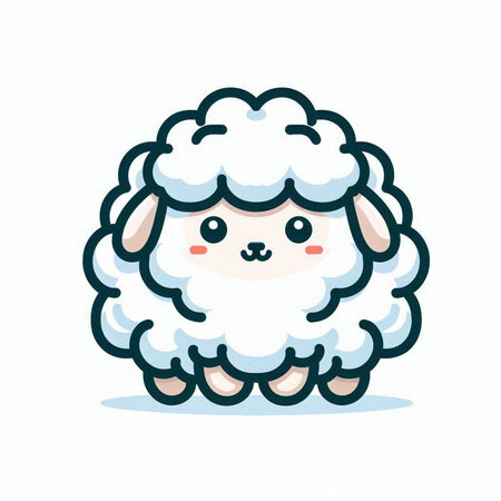 Cute sheep cartoon vector illustration. Cute sheep character design.のイラスト素材