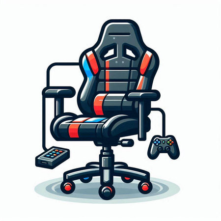 Vector illustration of an office chair with a joystick and a remote controlのイラスト素材