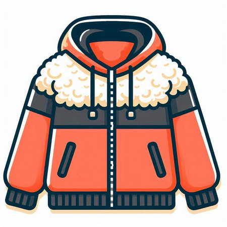 Winter jacket isolated on white background. Vector illustration in cartoon style.のイラスト素材