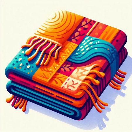 Illustration of a Scarf in a Colorful Abstract Style.のイラスト素材
