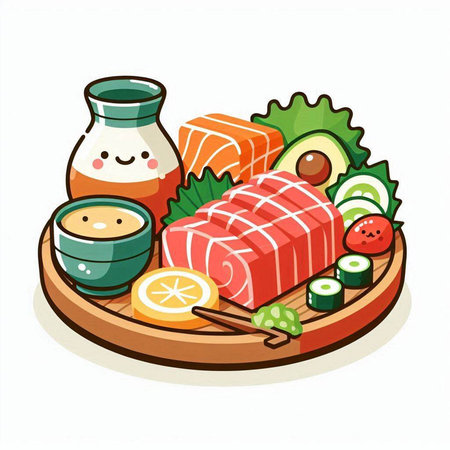 Illustration of Japanese food - Sashimi and Sashimiのイラスト素材