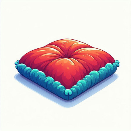 Illustration of a red pillow on a white background, vector illustrationのイラスト素材
