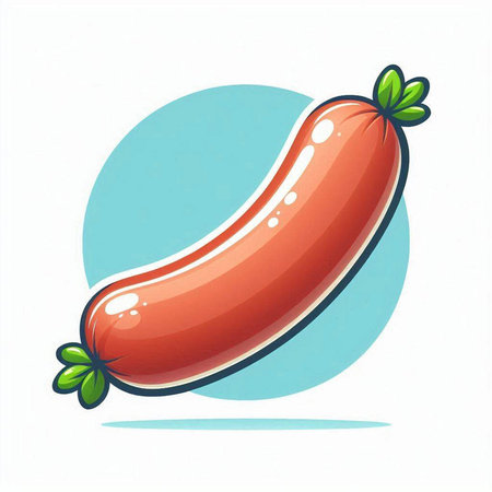 Sausage on a white background. Vector illustration of a sausage.のイラスト素材