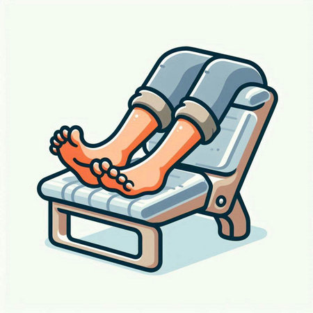 Foot Massage Icon. Vector illustration of foot massage on sofa.のイラスト素材