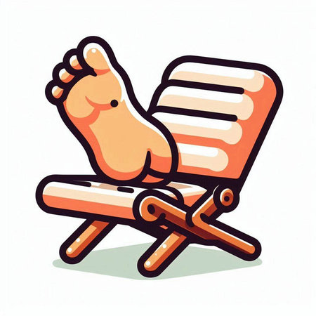 Hand drawn vector illustration of a person relaxing on a deck chair.のイラスト素材