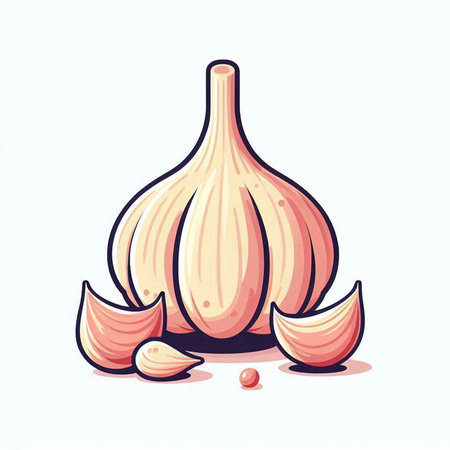 Garlic vector illustration. Isolated on white background. Vector illustration.のイラスト素材